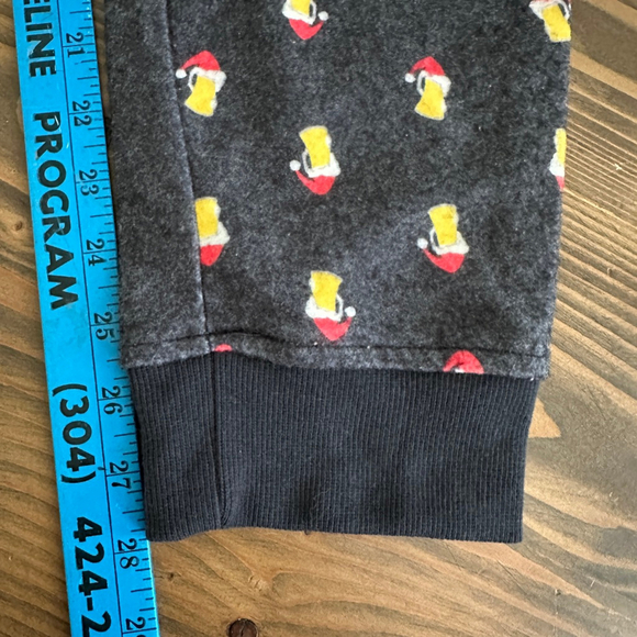Men’s Ugly Christmas Fleece Pajama Pants Grey Beer Mug Santa Hat Print Size M - Picture 7 of 7